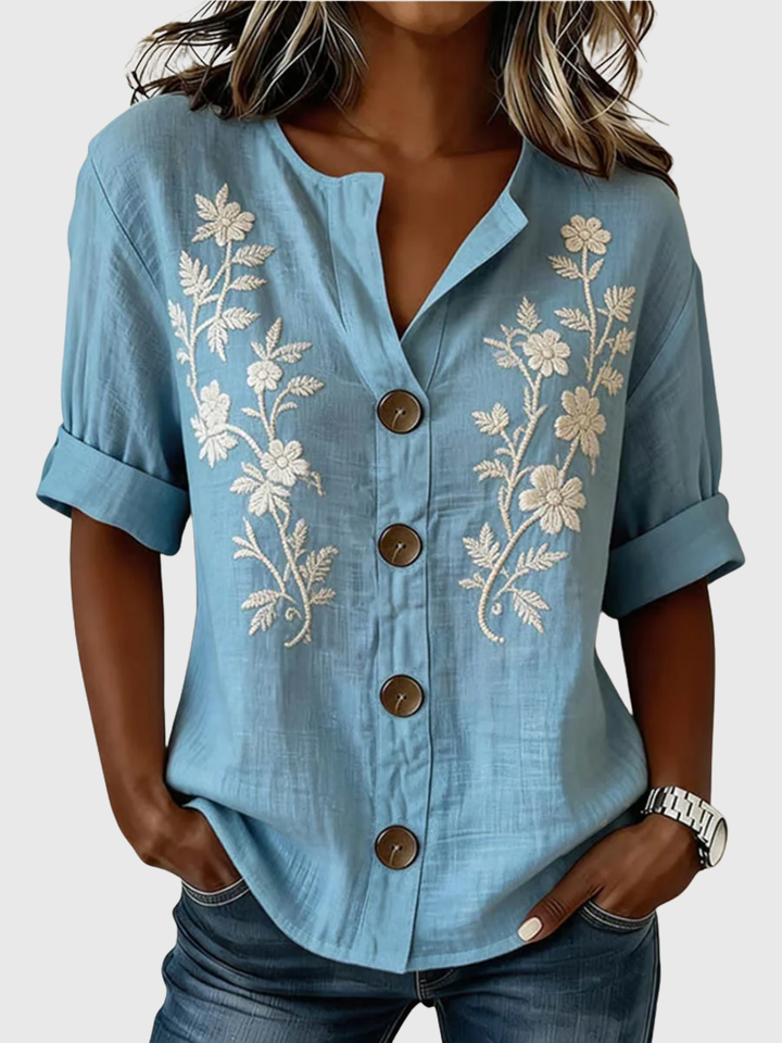 Freja | Elegant Brodert Topp