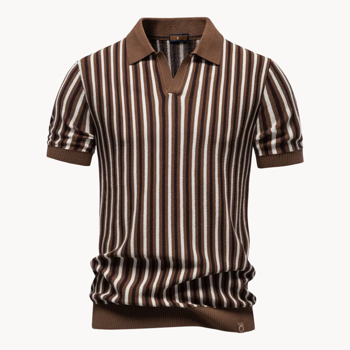 Stripet strikket polo