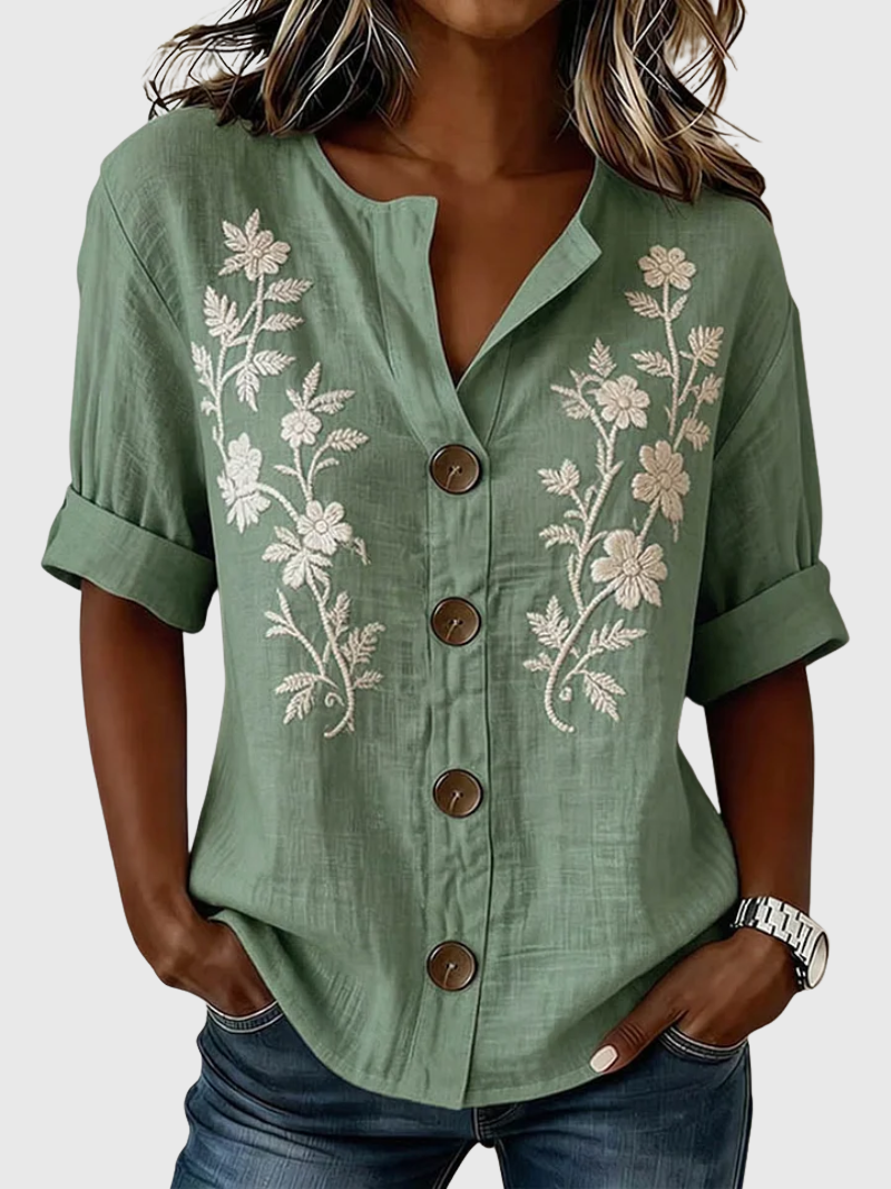Freja | Elegant Brodert Topp