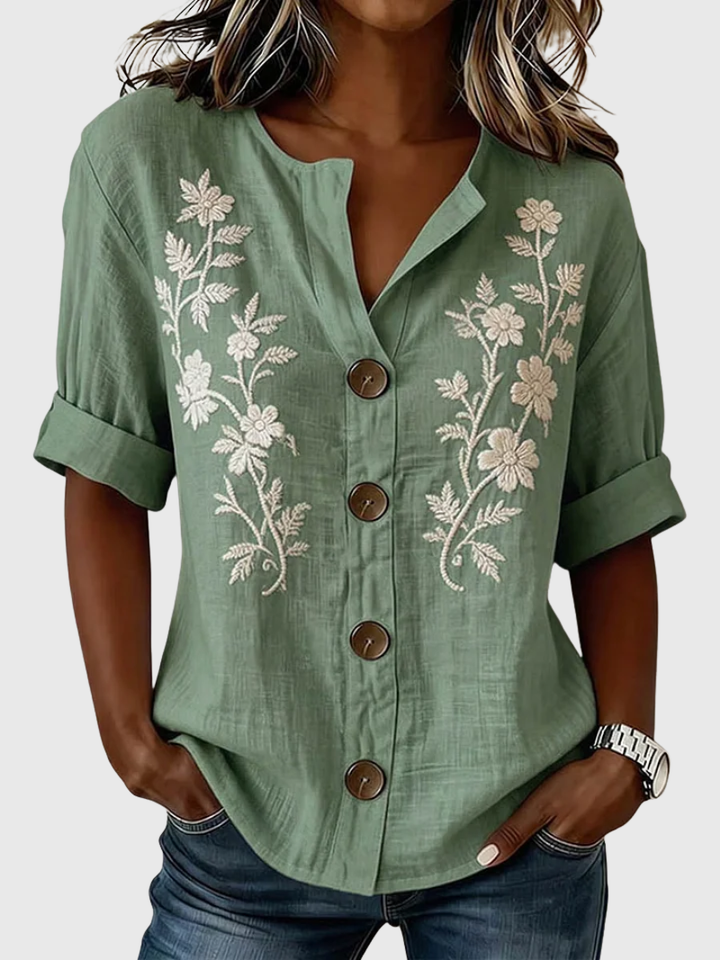 Freja | Elegant Brodert Topp