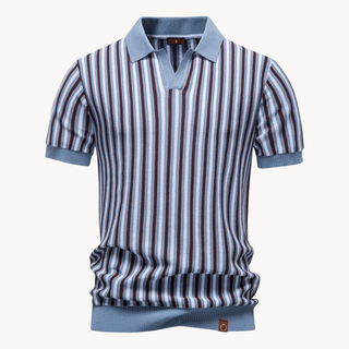 Stripet strikket polo