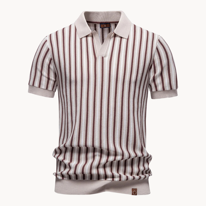 Stripet strikket polo