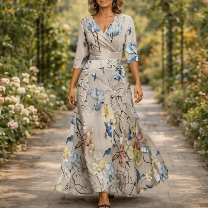 Fleur™ - Elegant blomsterkjole med V-hals