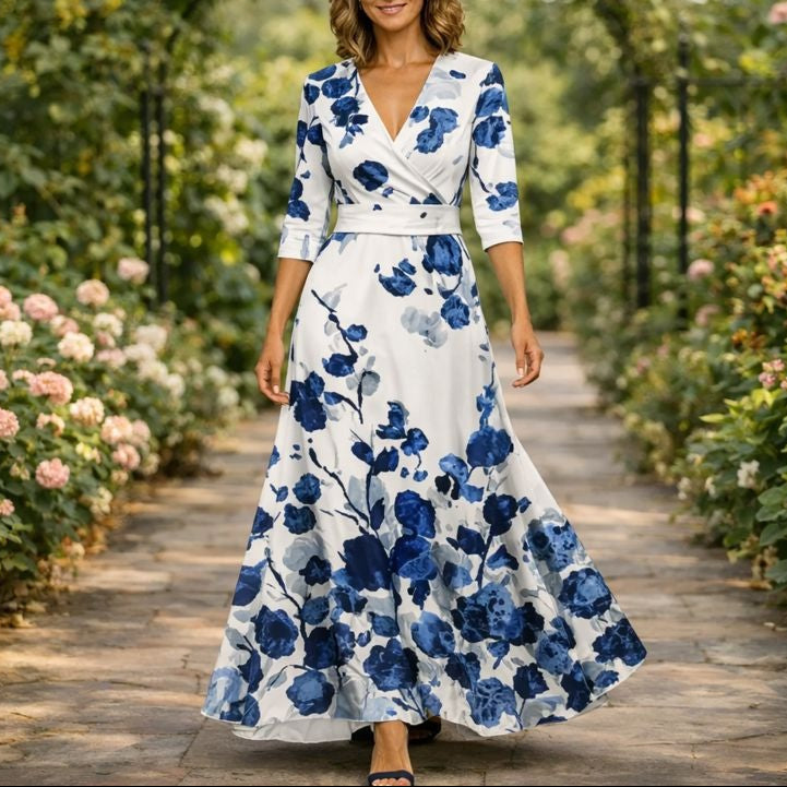 Fleur™ - Elegant blomsterkjole med V-hals