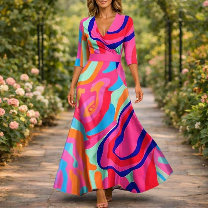 Fleur™ - Elegant blomsterkjole med V-hals