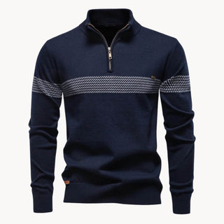 Dennis™- Stripet Genser med Quarter Zip