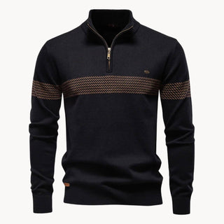 Dennis™- Stripet Genser med Quarter Zip