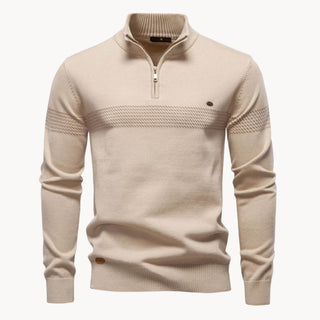 Dennis™- Stripet Genser med Quarter Zip