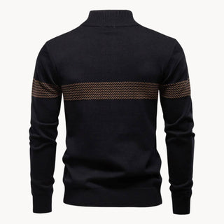 Dennis™- Stripet Genser med Quarter Zip