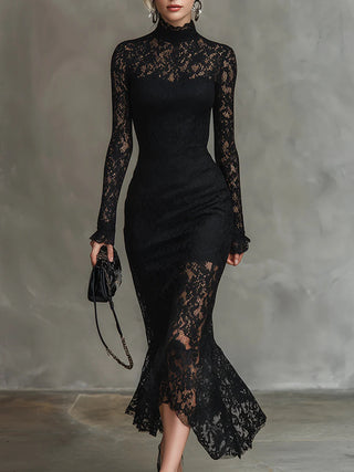 Teresa – Elegant svart maxi-kjole med fishtail