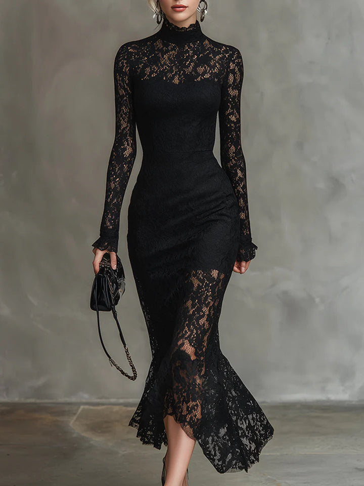 Teresa – Elegant svart maxi-kjole med fishtail