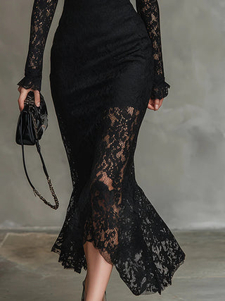Teresa – Elegant svart maxi-kjole med fishtail