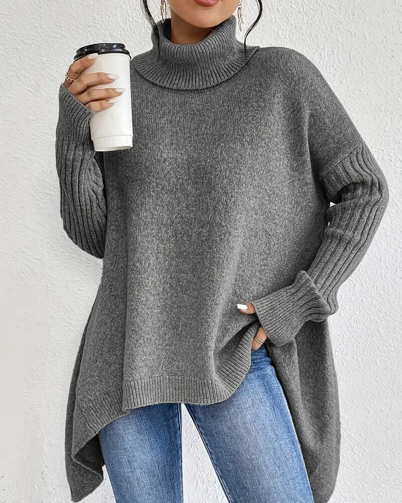 Grete™ - Elegant Asymmetrisk Høyhalset Genser