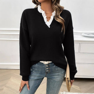 Olive™ - Elegant Genser med Blondekrage