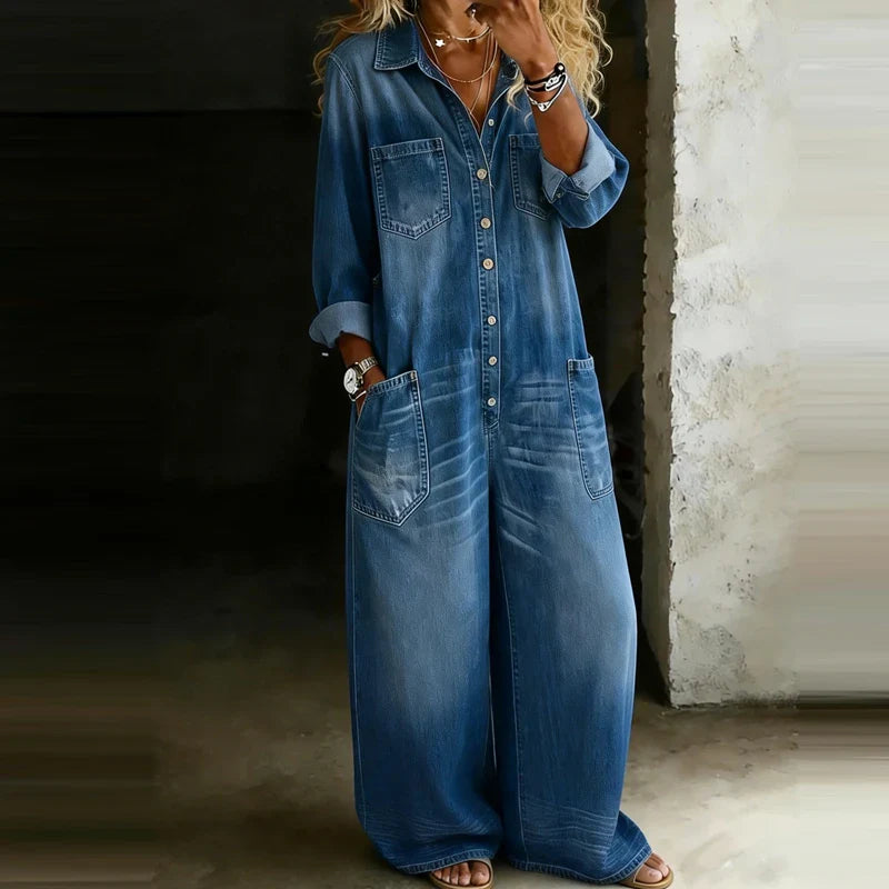Maja – Tidløs denim jumpsuit
