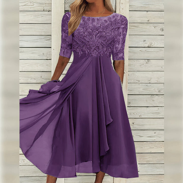Puck™ - Elegant Midi-Kjole i Blonder