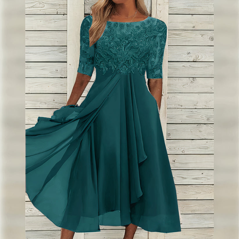 Puck™ - Elegant Midi-Kjole i Blonder