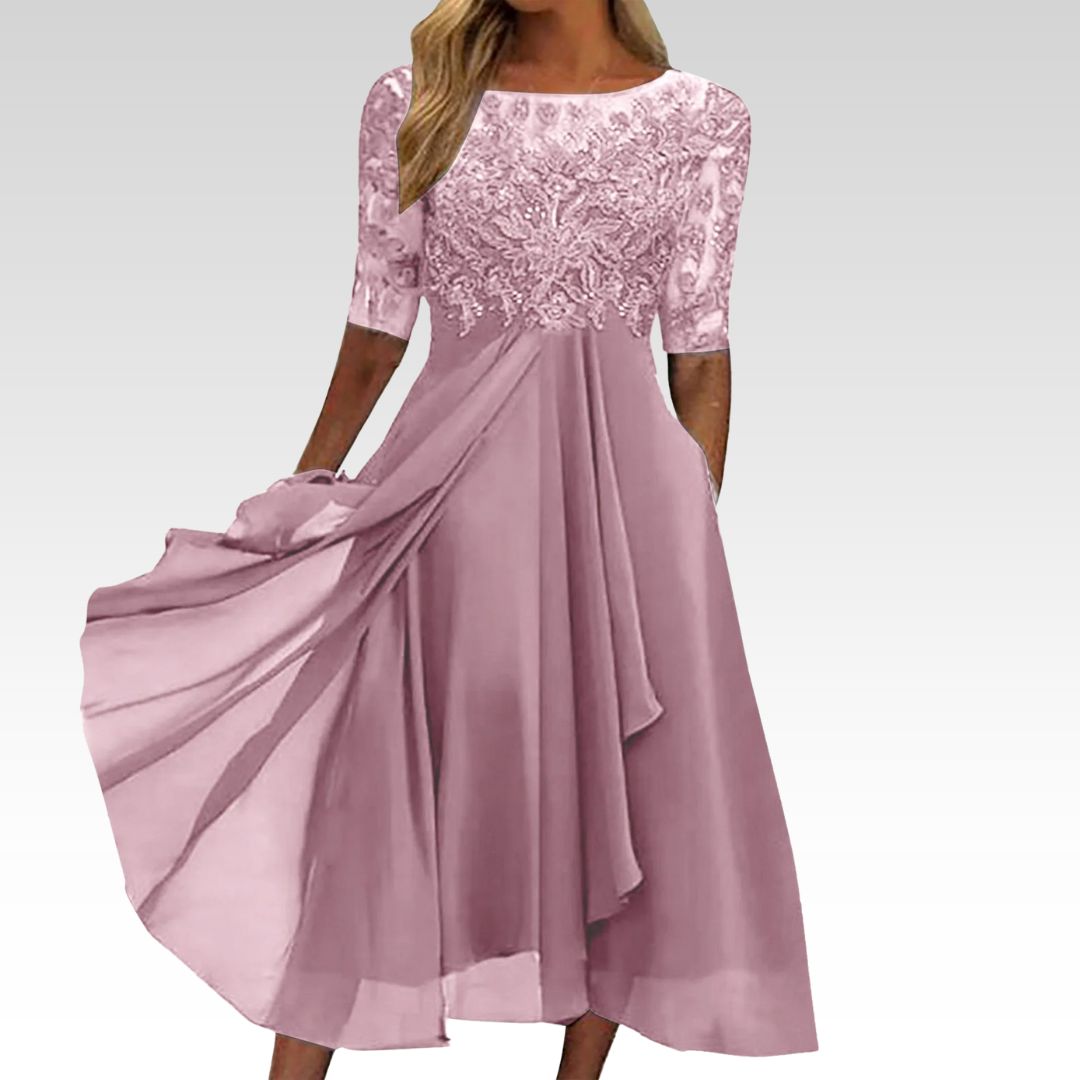 Puck™ - Elegant Midi-Kjole i Blonder