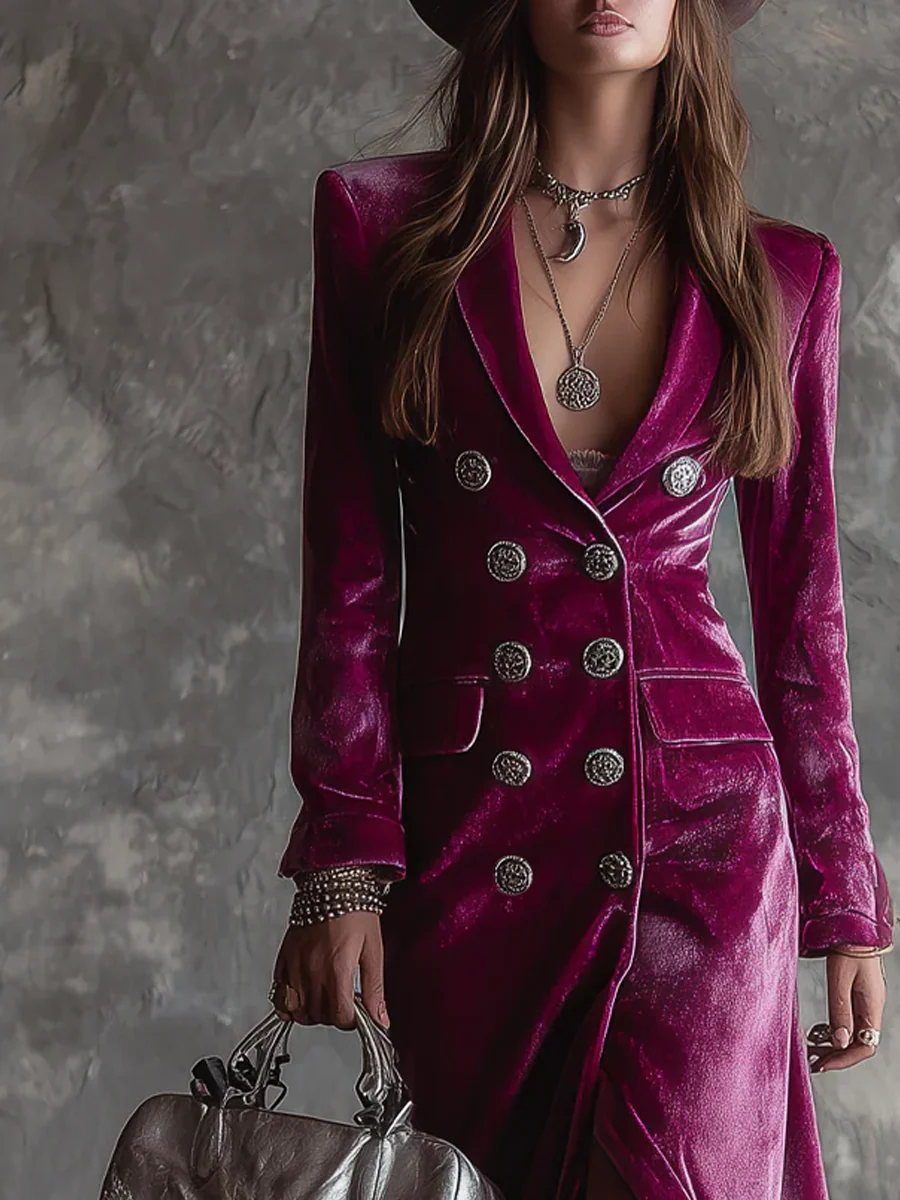 Danuta Velour Blazer Maxi Dress