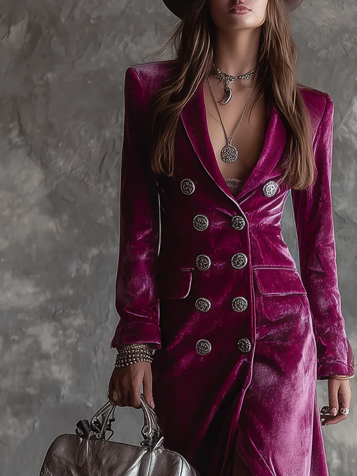 Danuta Velour Blazer Maxi Dress