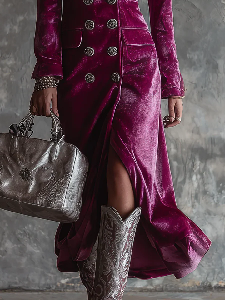 Danuta Velour Blazer Maxi Dress