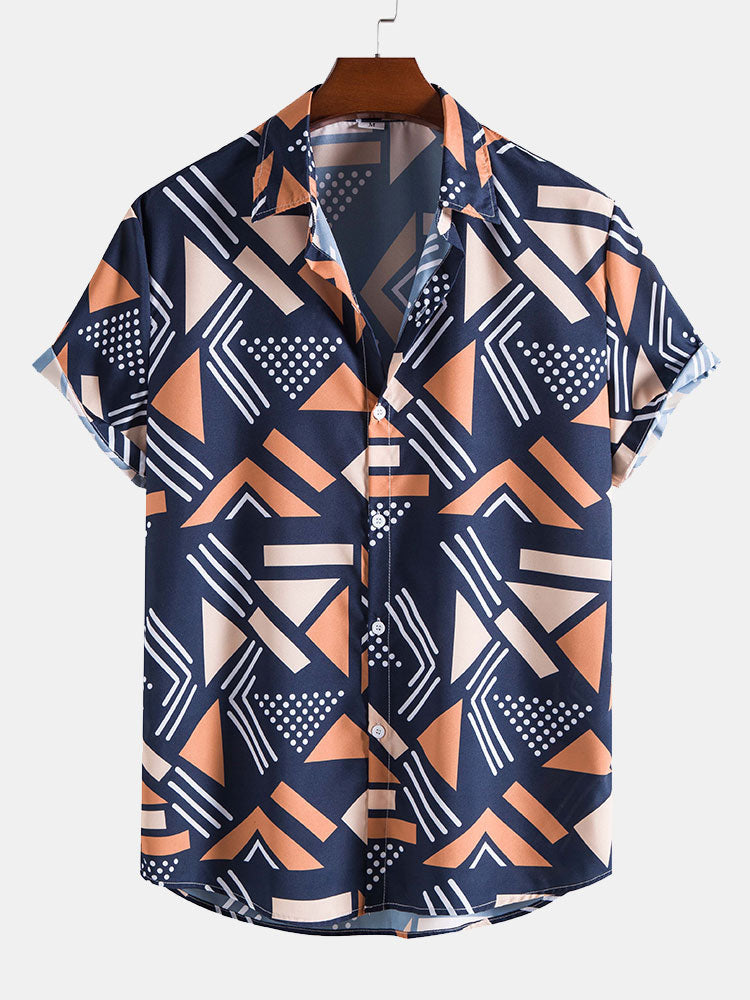 Geometrisk skjorte- og badeshortssett