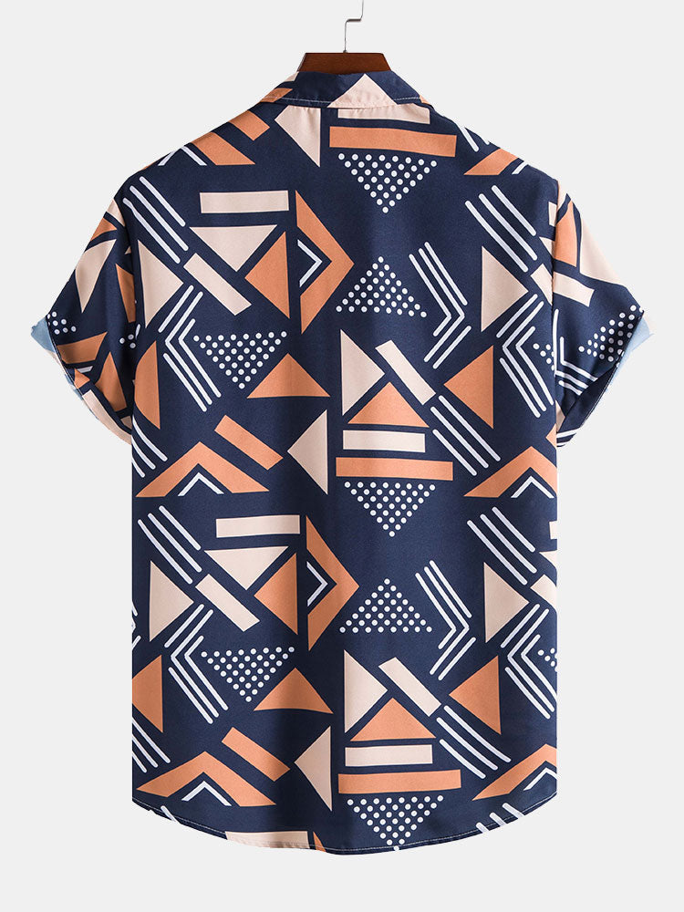 Geometrisk skjorte- og badeshortssett