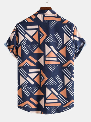 Geometrisk skjorte- og badeshortssett