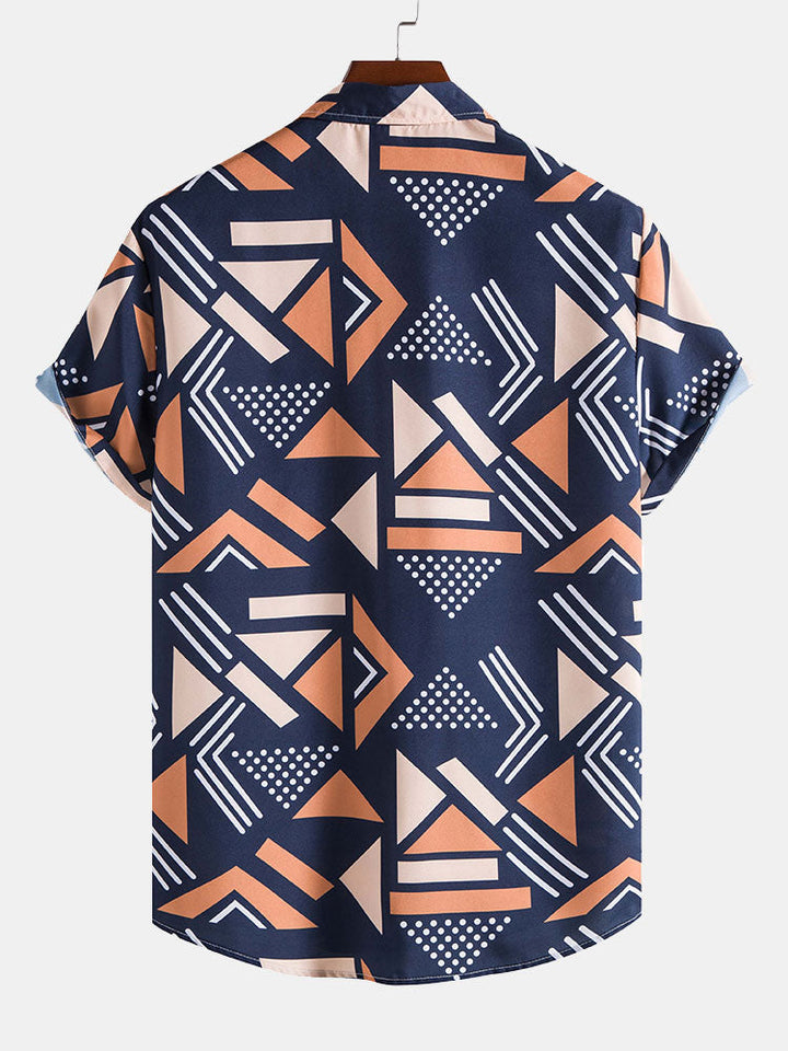Geometrisk skjorte- og badeshortssett