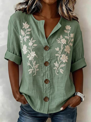 Freja | Elegant Brodert Topp