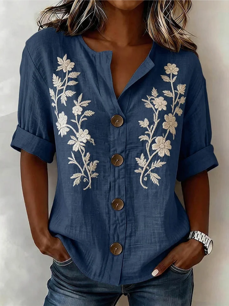Freja | Elegant Brodert Topp