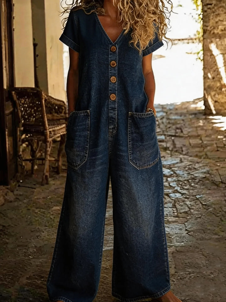Denise – V-hals Denim Jumpsuit