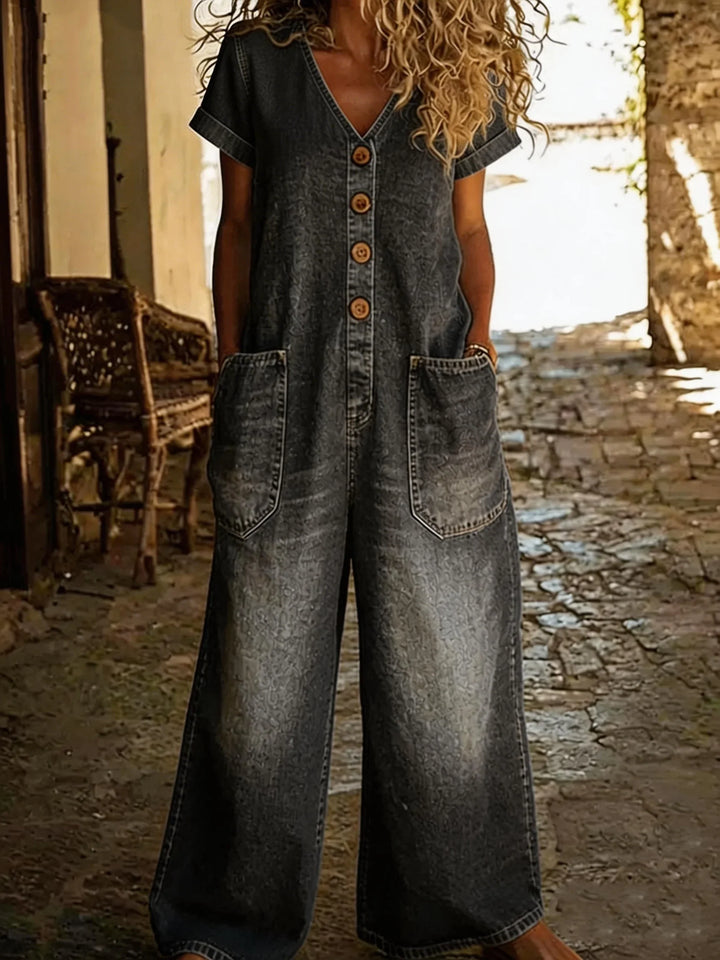 Denise – V-hals Denim Jumpsuit