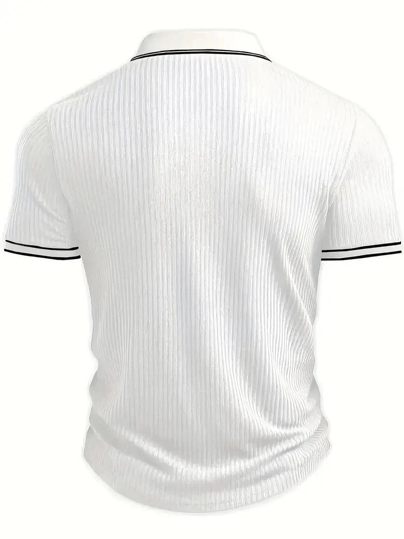 Adrian™ – Ribbestrikket Poloskjorte med Knapper