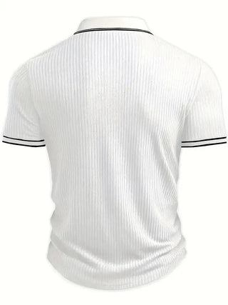 Adrian™ – Ribbestrikket Poloskjorte med Knapper