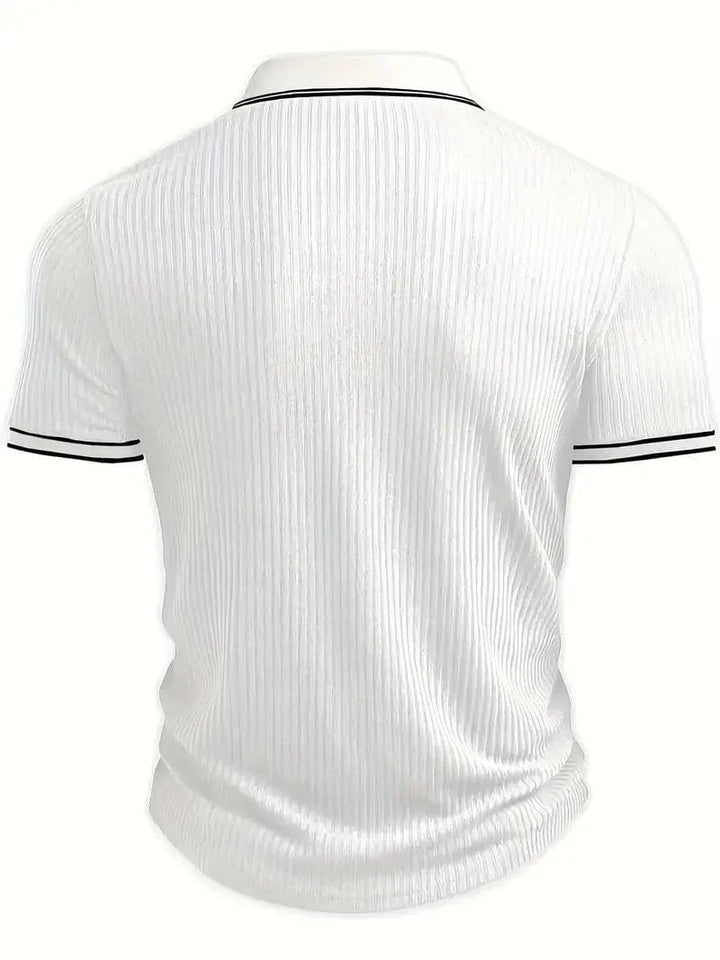 Adrian™ – Ribbestrikket Poloskjorte med Knapper