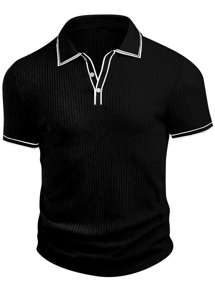 Adrian™ – Ribbestrikket Poloskjorte med Knapper