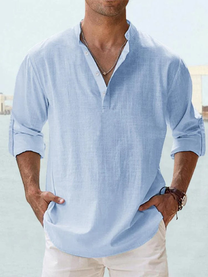 Victor™ – Henley Neck Pustende Langermet Skjorte