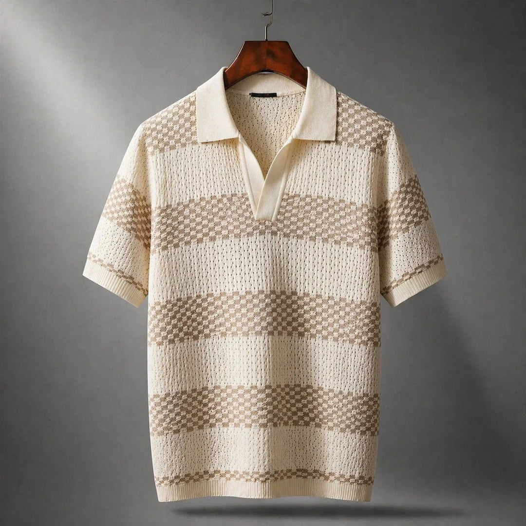 Leo™ – Åpen Krage Teksturert Strikke Polo Shirt