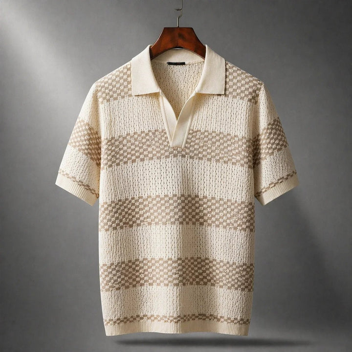Leo™ – Åpen Krage Teksturert Strikke Polo Shirt