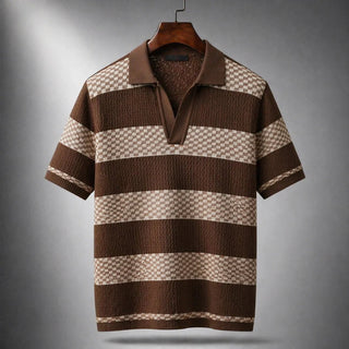 Leo™ – Åpen Krage Teksturert Strikke Polo Shirt