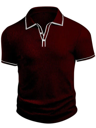 Adrian™ – Ribbestrikket Poloskjorte med Knapper